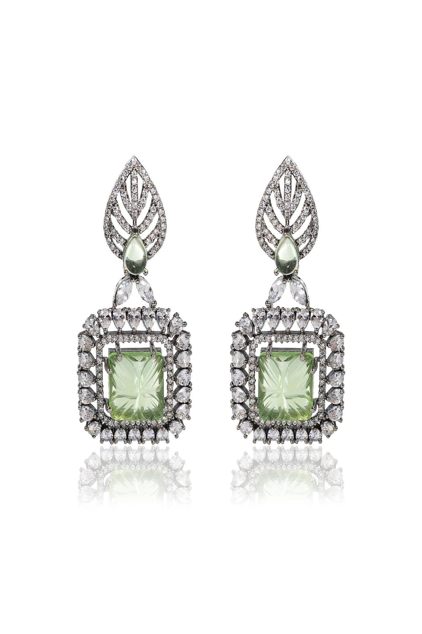 Tizora Green Stone Antique Earrings jewellery indian designer wear online shopping melange singapore