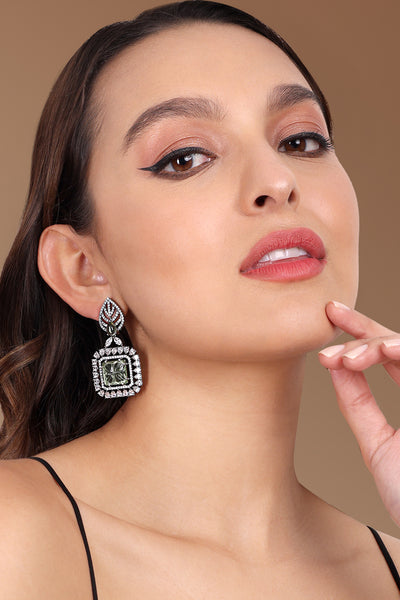 Tizora Green Stone Antique Earrings jewellery indian designer wear online shopping melange singapore