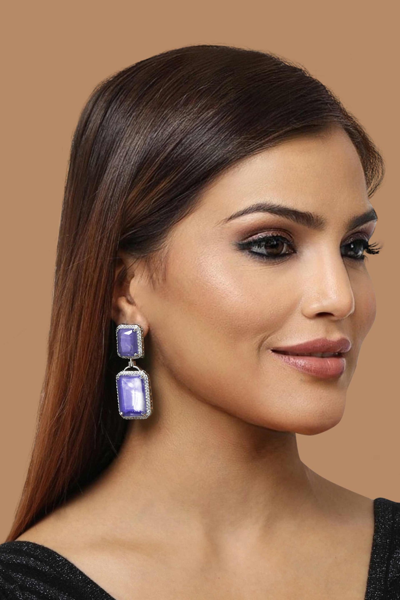 Tizora lavender evening wear cocktail earrings white fashion imitation jewellery indian designer wear online shopping melange singapore