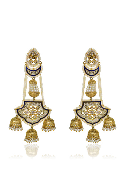 Tizora Meena With Pearls Long Jhumki Earrings jewellery indian designer wear online shopping melange singapore