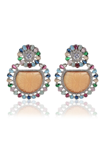 Tizora Multicolor stone diamond earrings jewellery indian designer wear online shopping melange singapore