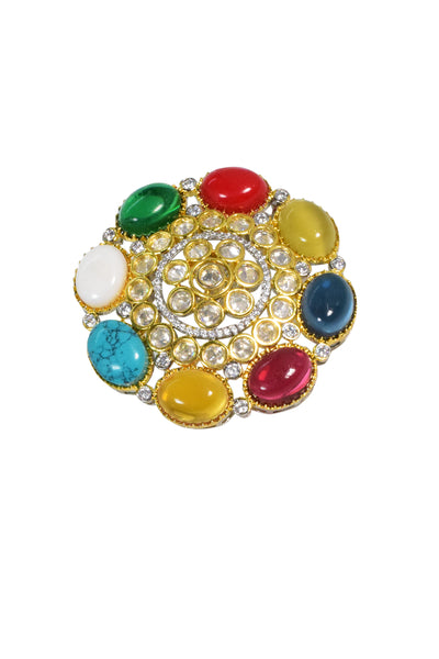 Tizora Navratna Oversized Ring jewellery indian designer wear online shopping melange singapore