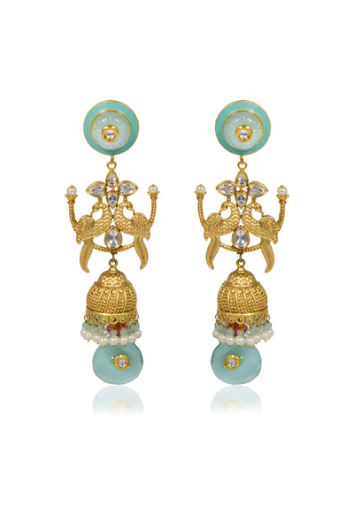 Tizora Peack Handcrafted Antique Jhumki Earrings jewellery indian designer wear online shopping melange singapore