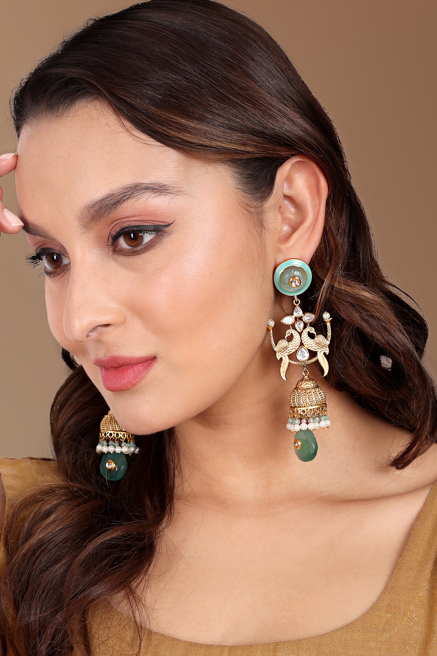 Tizora Peack Handcrafted Antique Jhumki Earrings jewellery indian designer wear online shopping melange singapore