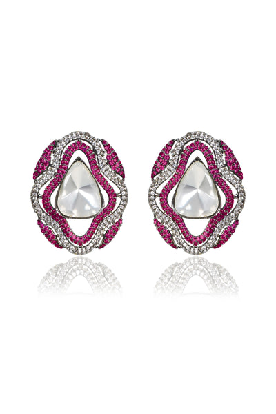 Tizora Polki Diamond Earring Tops Red jewellery indian designer wear online shopping melange singapore