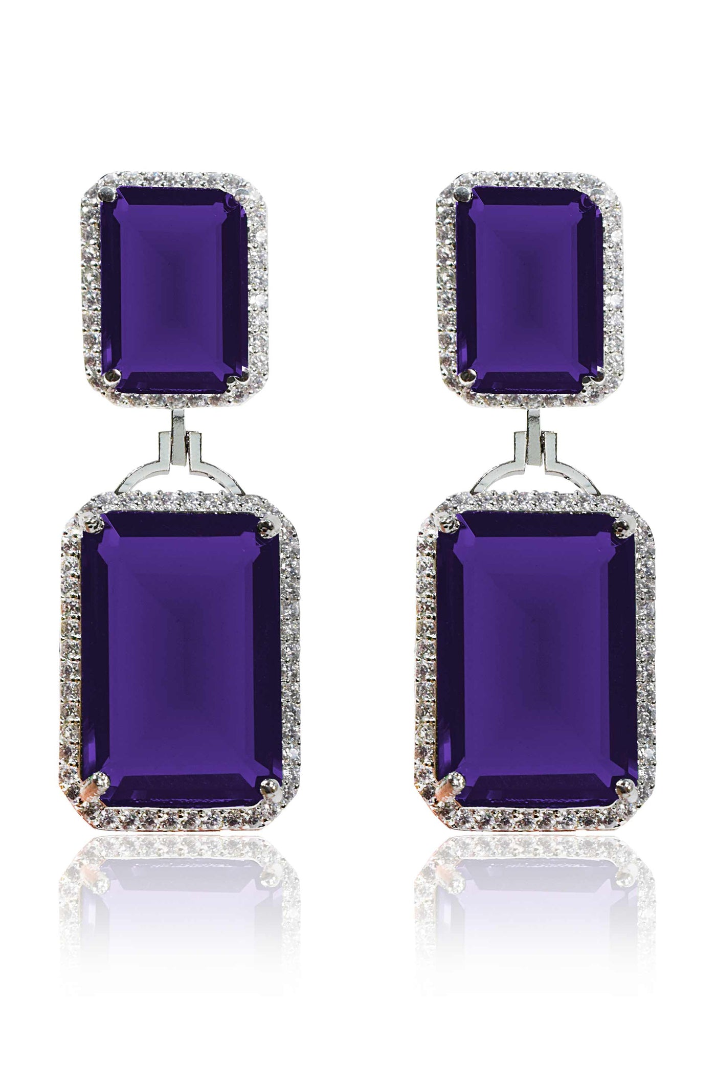 Tizora purple evening wear cocktail earrings white fashion imitation jewellery indian designer wear online shopping melange singapore