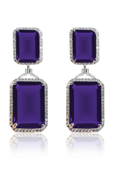 Tizora purple evening wear cocktail earrings white fashion imitation jewellery indian designer wear online shopping melange singapore