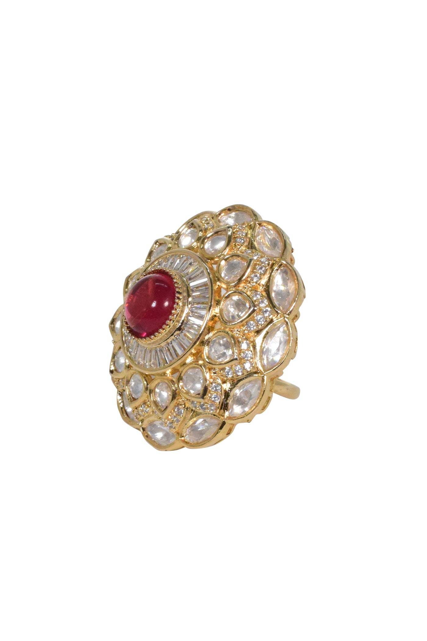 Tizora Red Polki Ring jewellery indian designer wear online shopping melange singapore