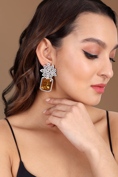 Tizora Yellow Citrine Earrings jewellery indian designer wear online shopping melange singapore