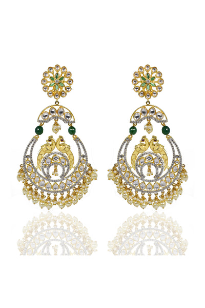 Tizora Yellow Meena Chandbali Earrings jewellery indian designer wear online shopping melange singapore