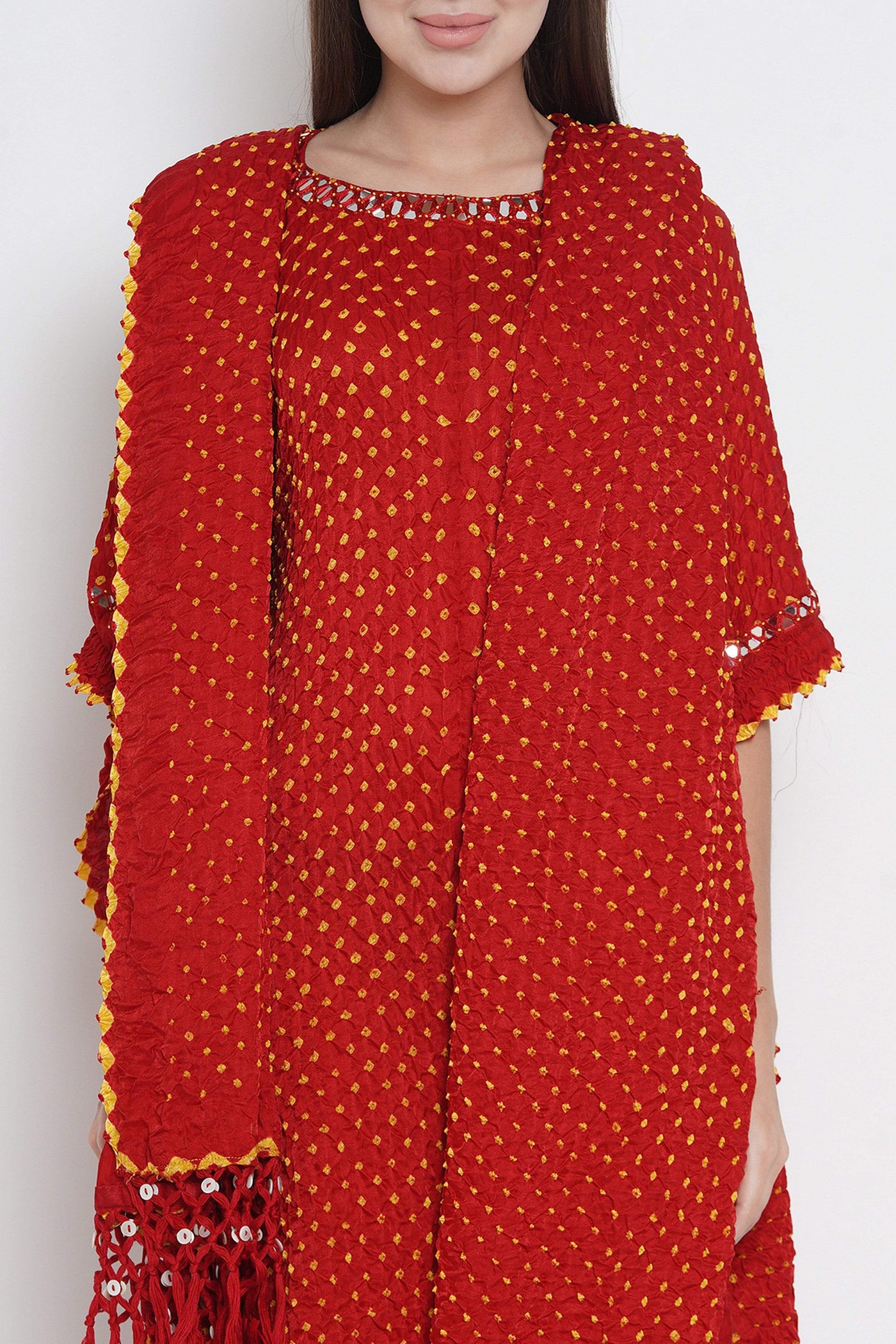 Red Silk Draped Tunic