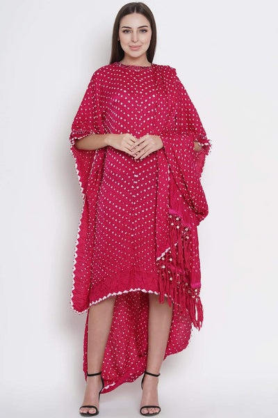 Pink Silk Bandhani Drape Tunic