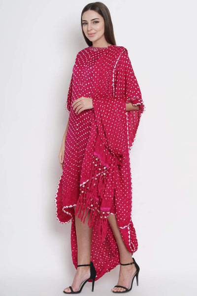 Pink Silk Bandhani Drape Tunic