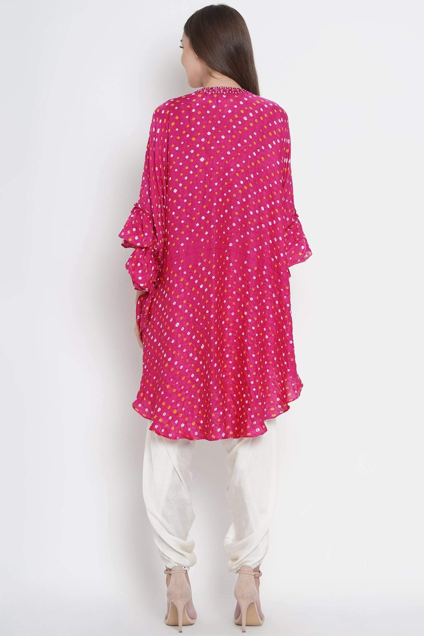 Pink Silk Bandhani Tunic
