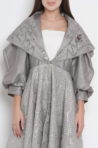 Grey Mirror Embellished Jacket Dress
