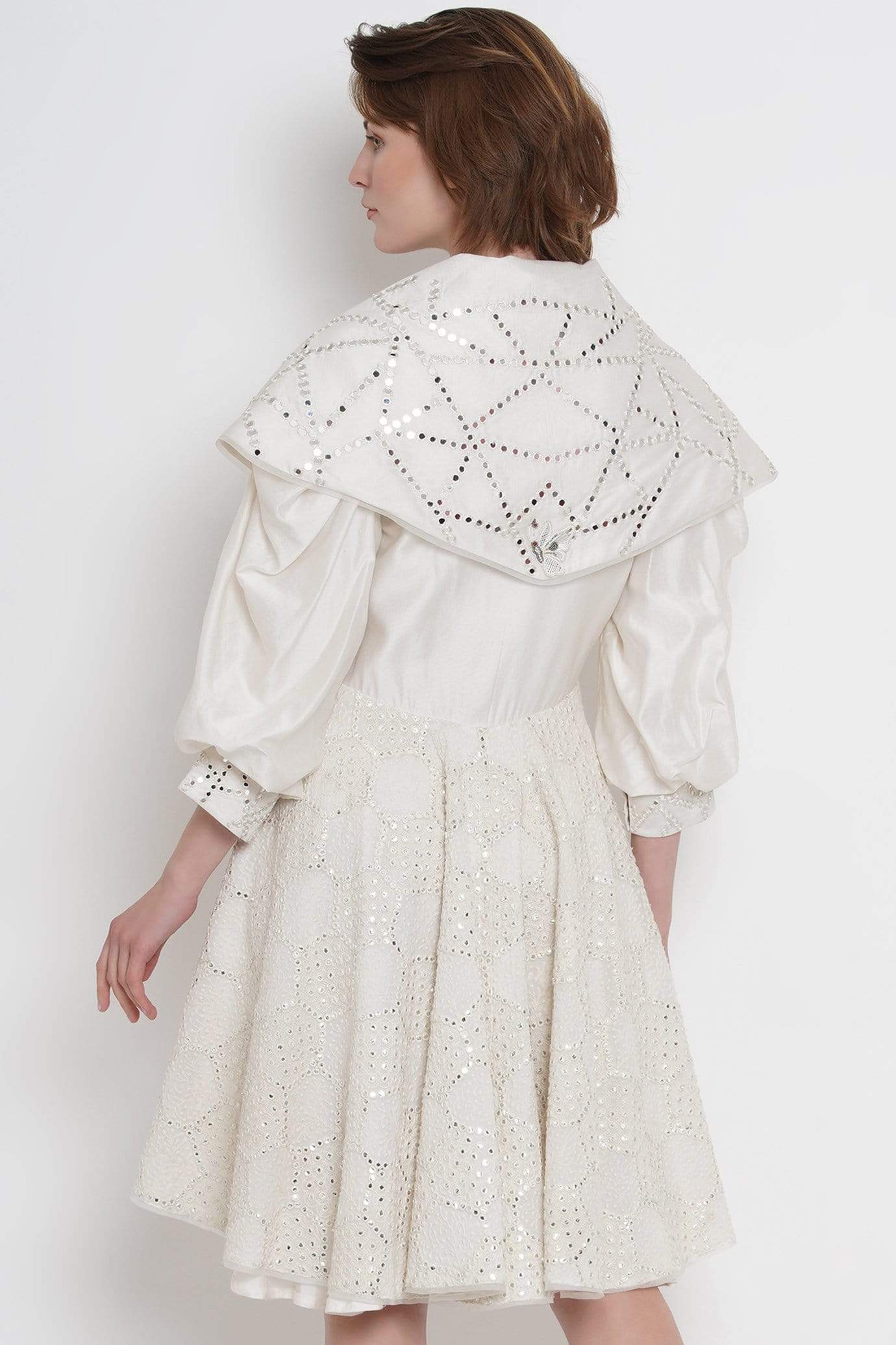 Off White Mirror Embellished Jacket Dress