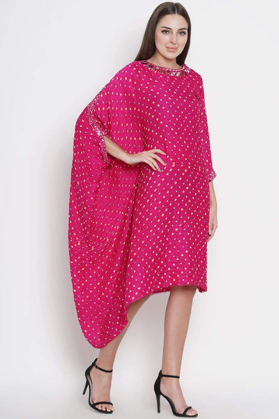 Pink Silk Bandhani Dress