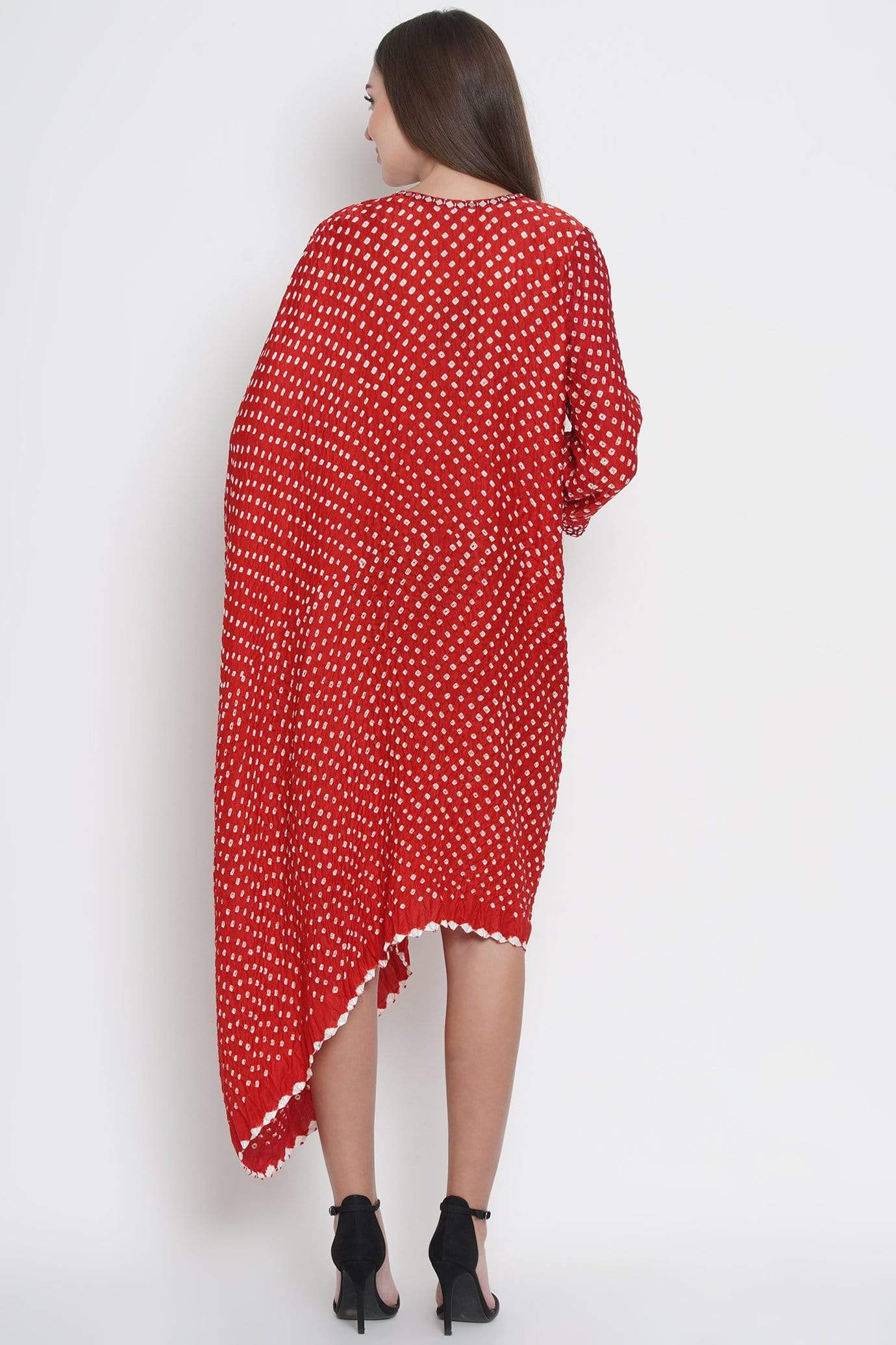 Red Silk Bandhani Dress