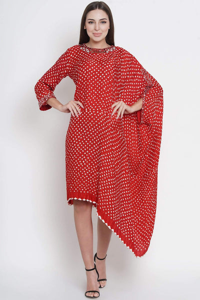 Red Silk Bandhani Dress