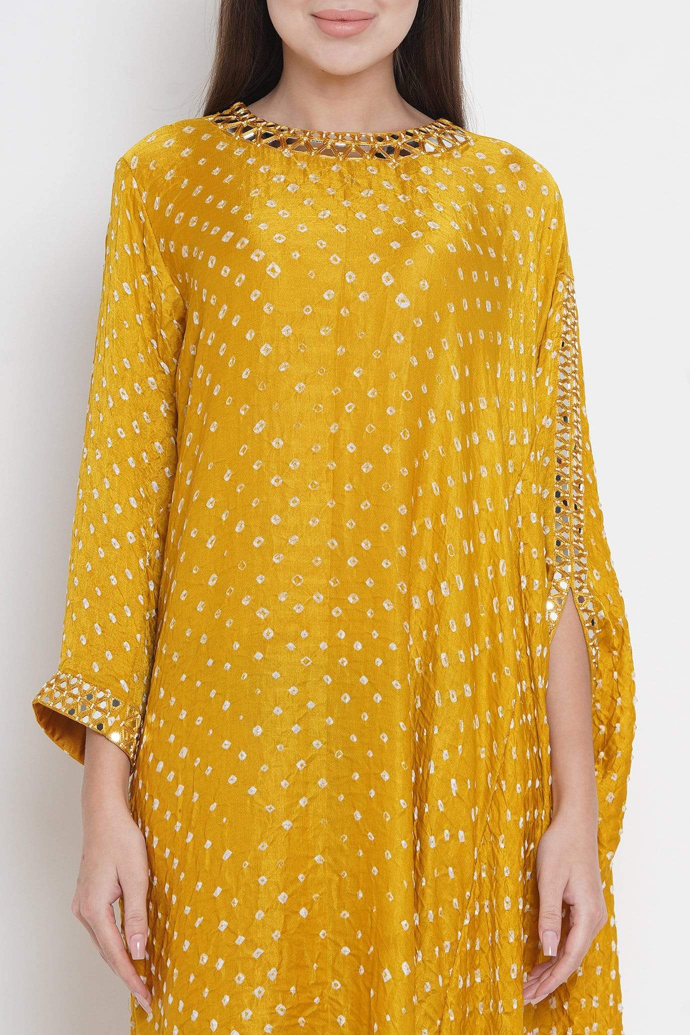 Yellow Silk Bandhani Dress