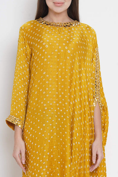 Yellow Silk Bandhani Dress