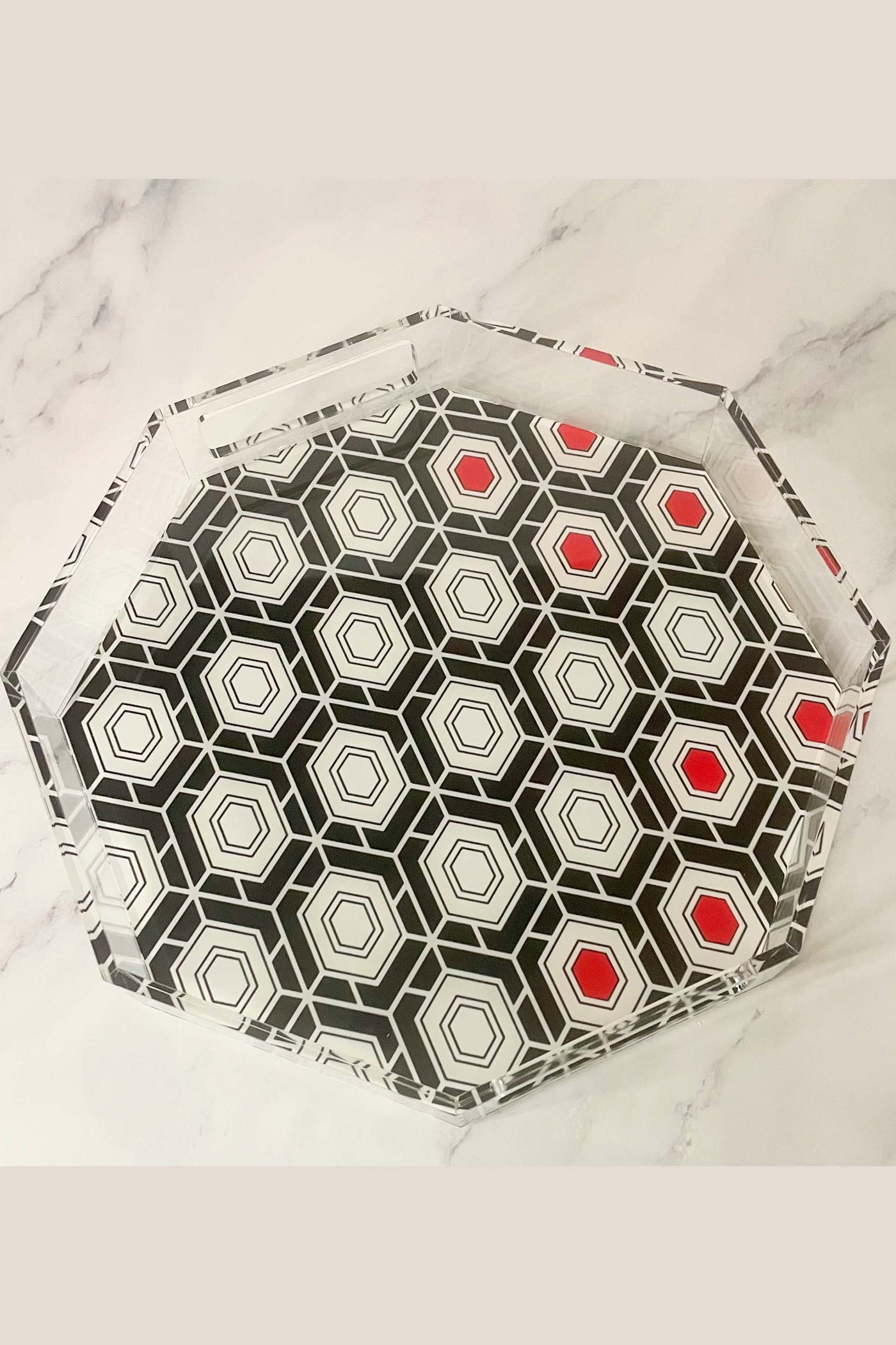 Acrylic Geometric Print Hex Tray