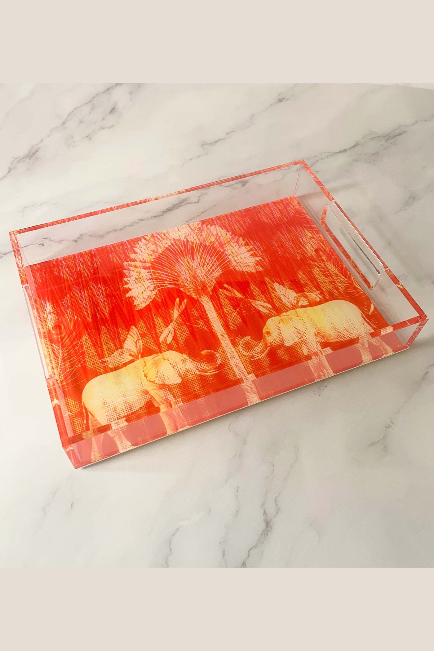 Acrylic Orange Elephant Print Tray Small