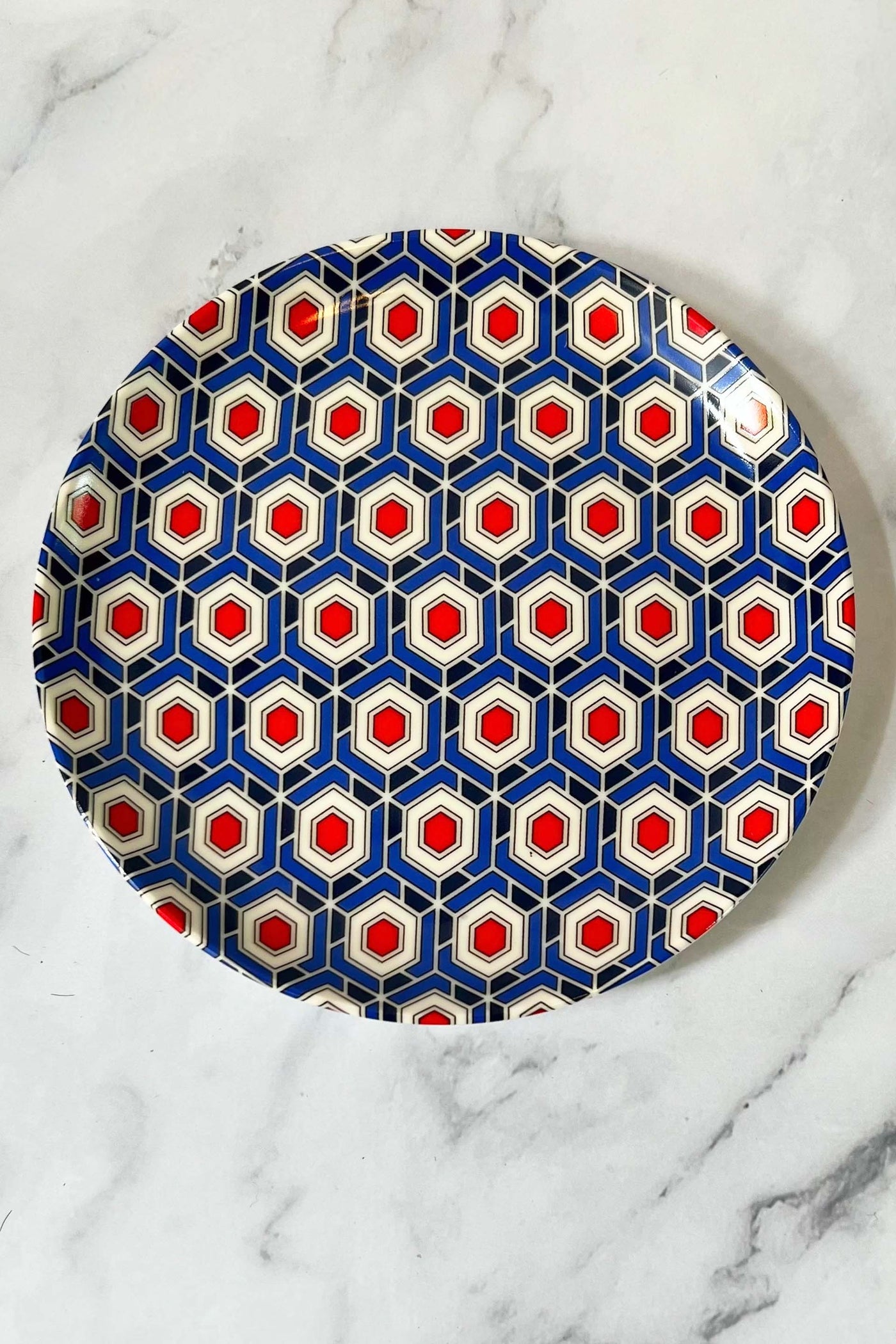 Dessert Plates Cubic Print Blue