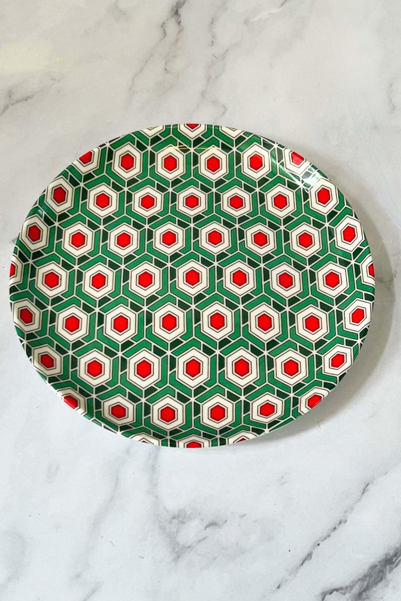 Dessert Plates Cubic Print Green