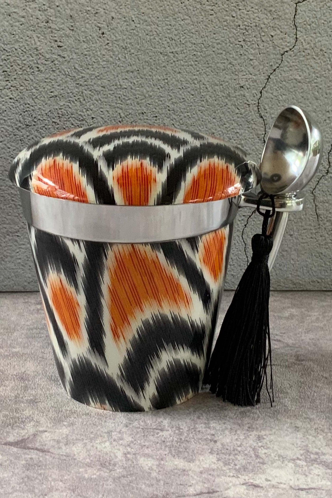 Ice Cream Pint Holders Ikat Black and Orange