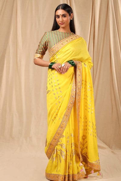 Utsava Lemon Yellow Paradise Saree indian designer wear online shopping melange singapore
