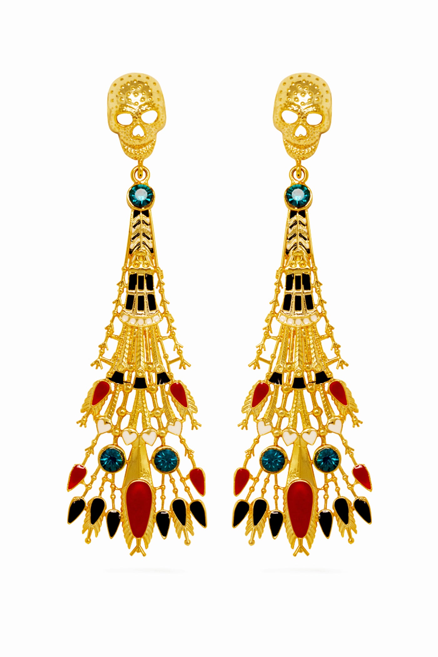 Valliyan allure skull long earrings fashion jewellery online shopping melange singapore indian designer wear
