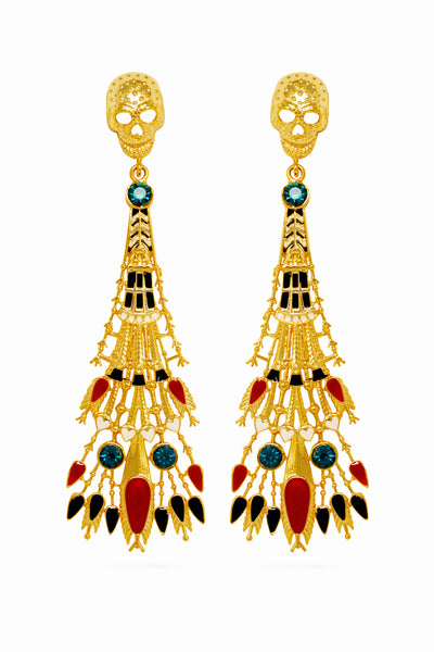 Valliyan allure skull long earrings fashion jewellery online shopping melange singapore indian designer wear