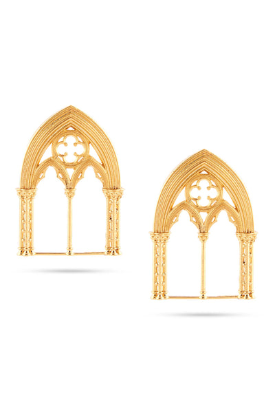 Valliyan gold cistine chapel earrings fashion jewellery shopping online melange singapore designer wear