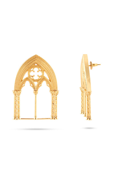 Valliyan gold cistine chapel earrings fashion jewellery shopping online melange singapore designer wear