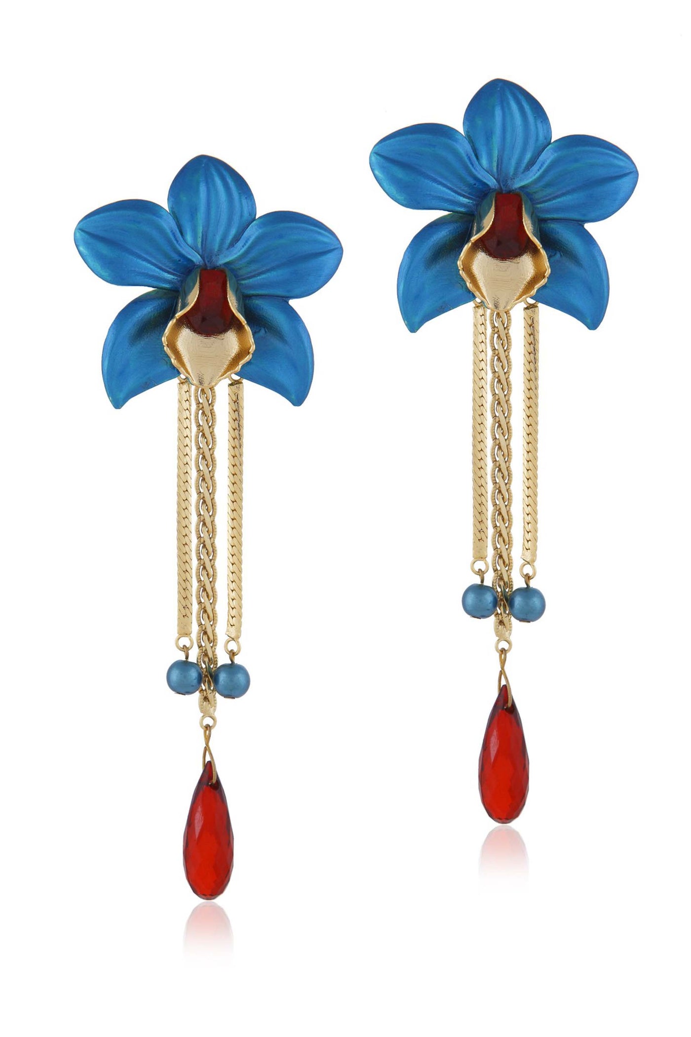 Valliyan dangling orchid earring fashion jewellery online shopping melange singapore indian designer wear