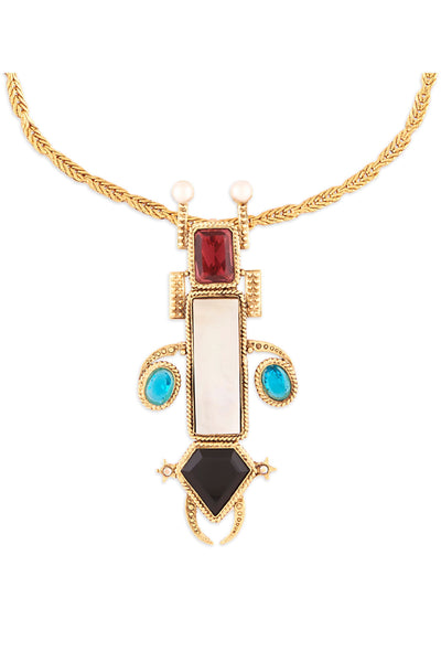 Valliyan gold deco space insect necklace  fashion jewellery online shopping melange singapore indian designer wear