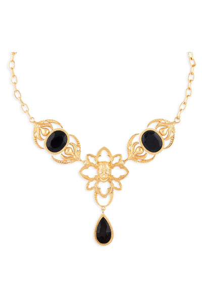 Valliyan Gold Goth Skull Necklace fashion jewellery online shopping melange singapore Indian design wear