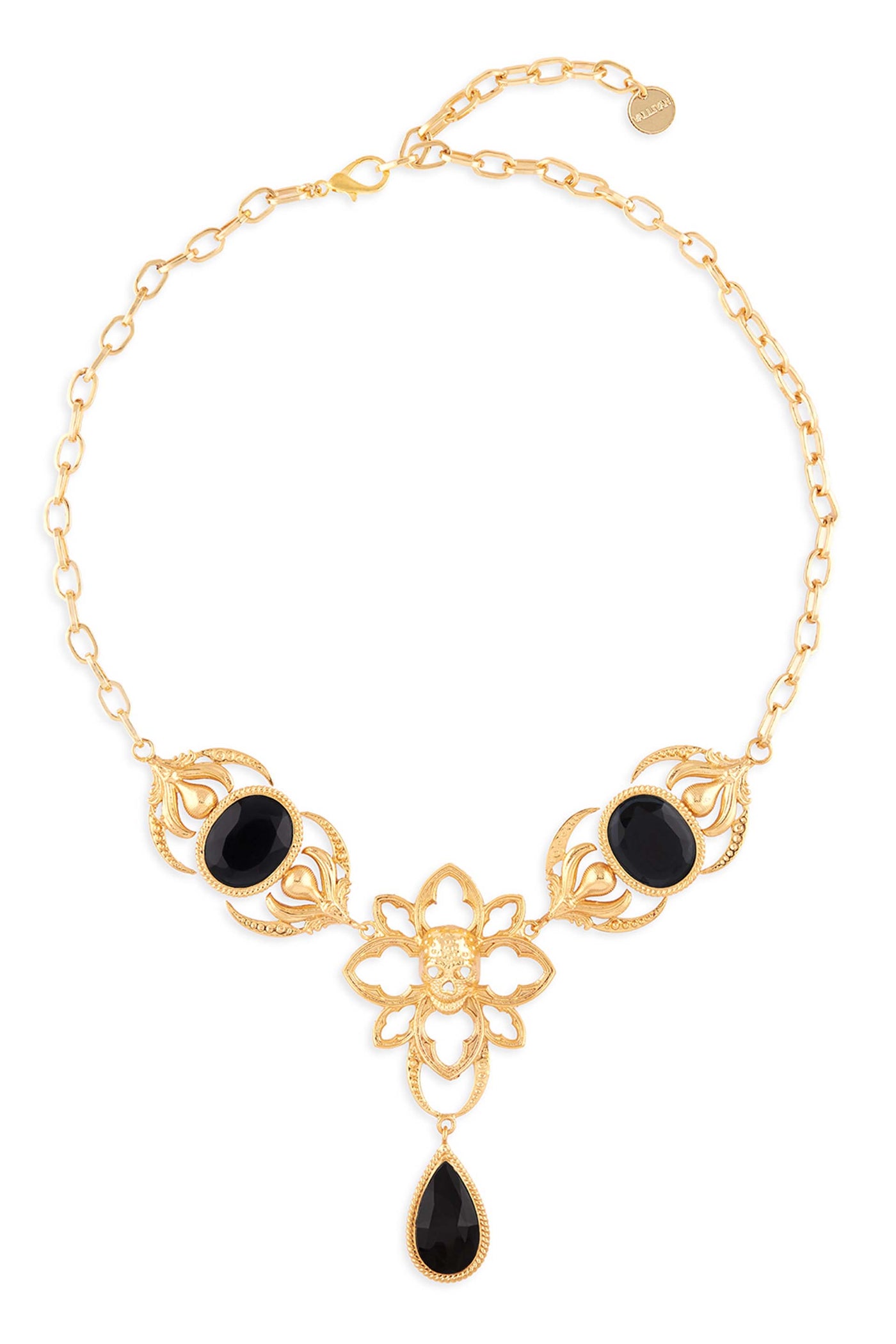 Valliyan Gold Goth Skull Necklace fashion jewellery online shopping melange singapore Indian design wear