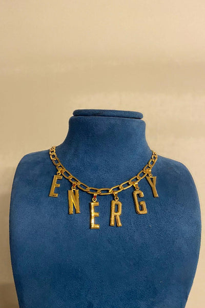 Valliyan word power ENERGY Necklace Gold fashion jewellery online shopping melange singapore indian designer wear