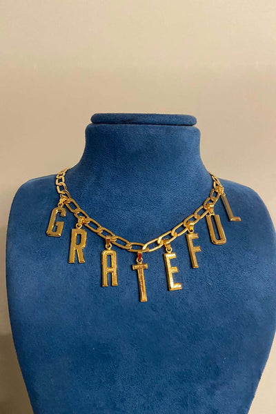 Valliyan word power GRATEFUL Necklace Gold  fashion jewellery online shopping melange singapore indian designer wear