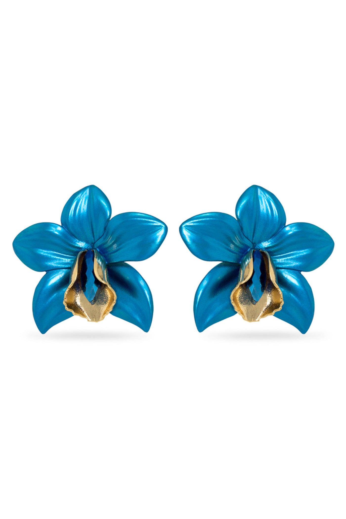 Valliyan metallic orchid earrings online shopping melange singapore indian designer wear