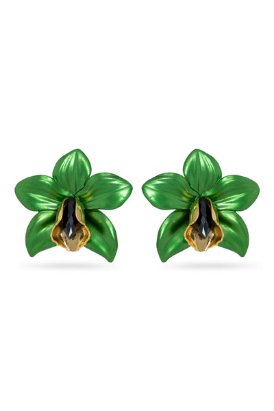 Valliyan metallic orchid earrings fashion jewellery online shopping melange singapore indian designer wear
