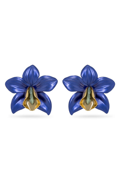 Valliyan Metallic orchid earrings fashion jewellery online shopping melange singapore indian designer wear