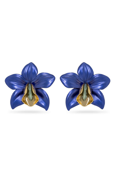 Valliyan Metallic orchid earrings fashion jewellery online shopping melange singapore indian designer wear