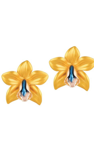 Valliyan metallic orchid earrings fashion jewellery online shopping melange singapore indian designer wear