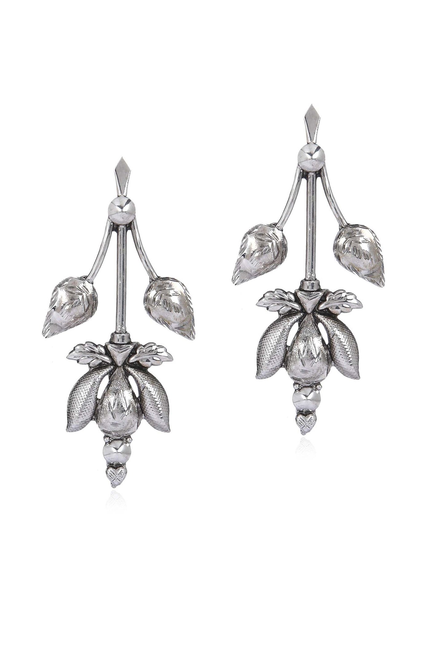 Valliyan modern tribal antique lotus earring fashion jewellery online shopping melange singapore indian designer wear