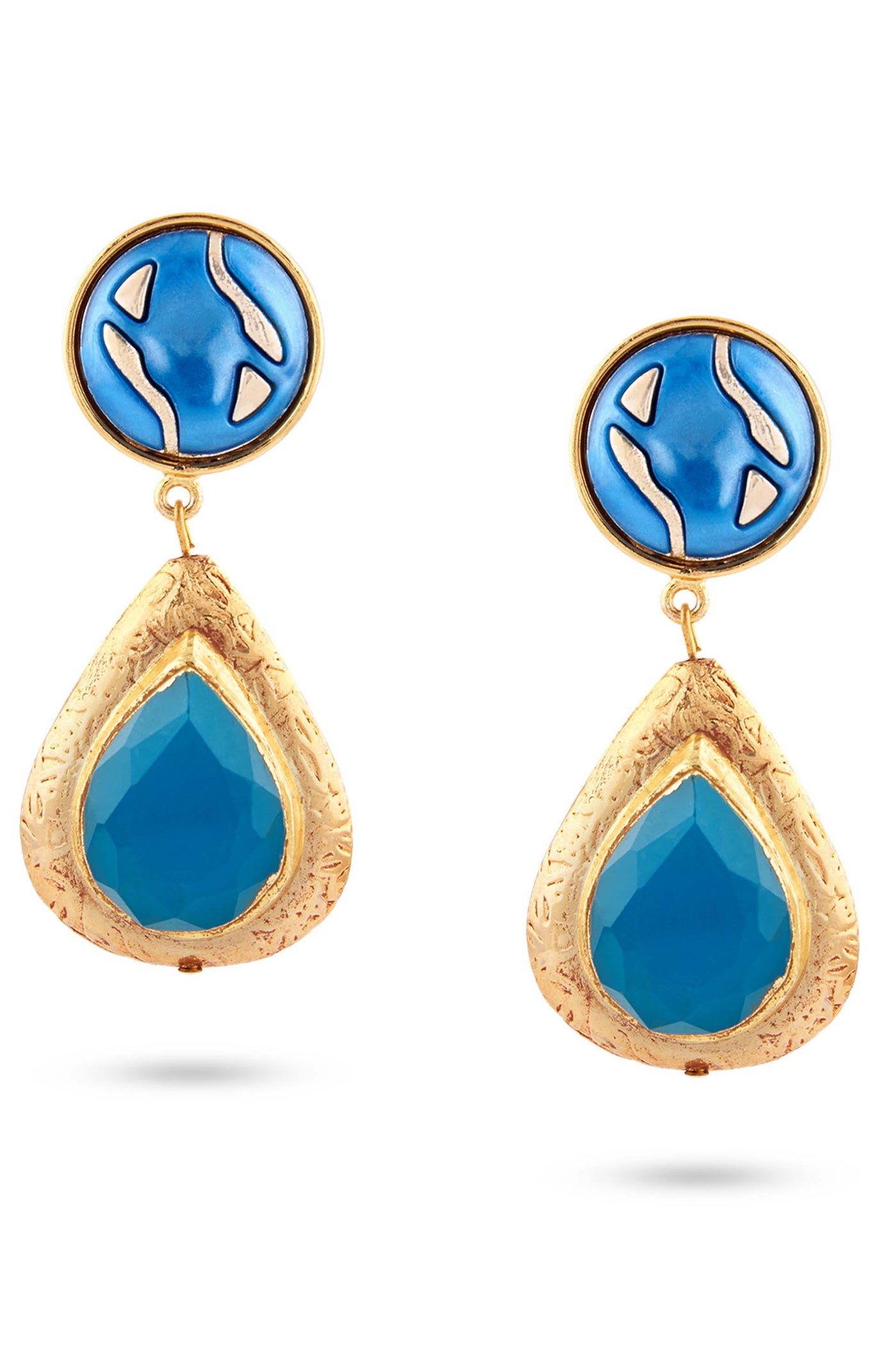 Valliyan picasso drop earrings blue fashion jewellery online shopping melange singapore Indian designer wear