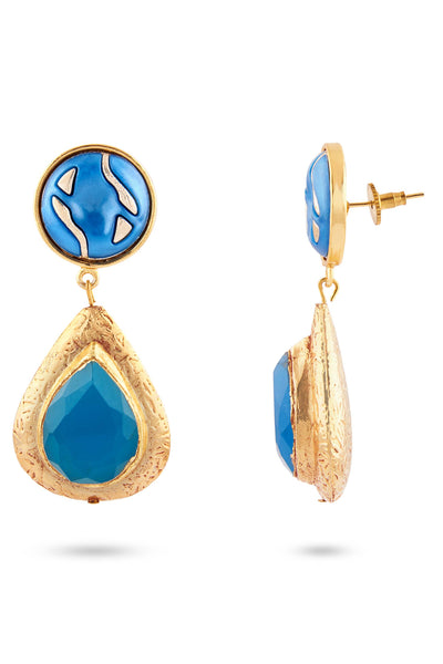 Valliyan picasso drop earrings blue fashion jewellery online shopping melange singapore Indian designer wear