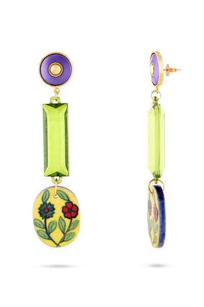 Valliyan picasso green and purple earrings fashion jewellery online shopping melange singapore indian designer wear